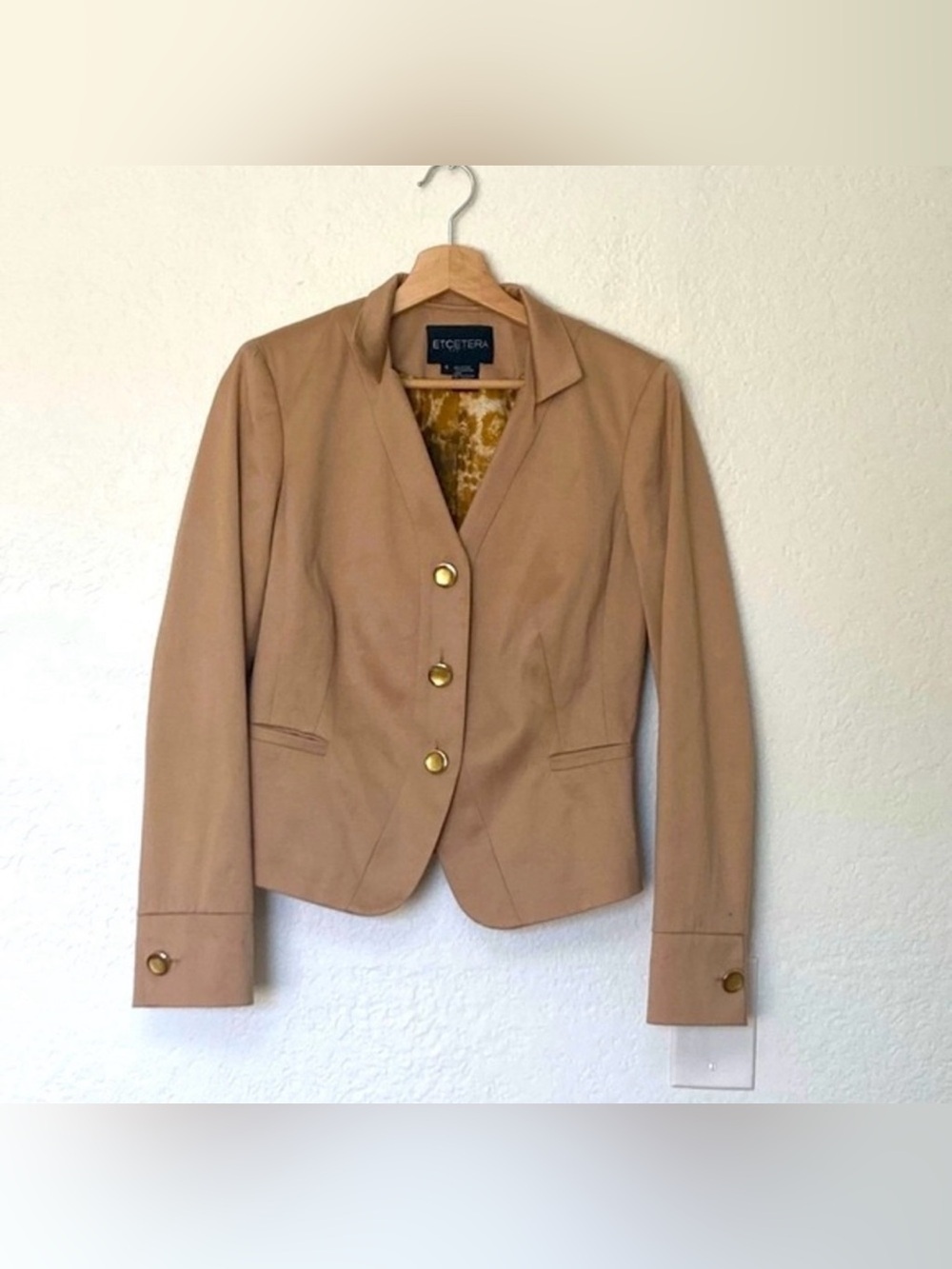 Etcetera Camel Tan Tailored Blazer with Gold Buttons